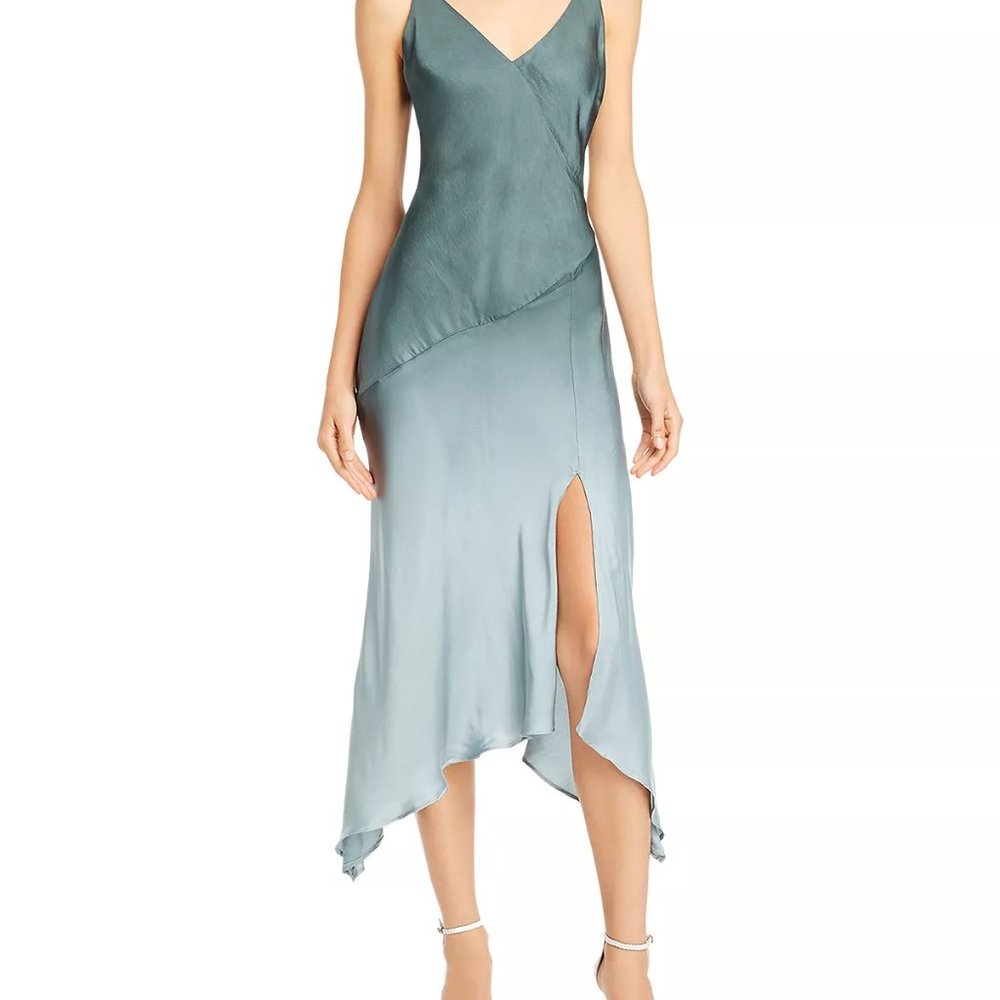 YFB green silk tie dye dress
